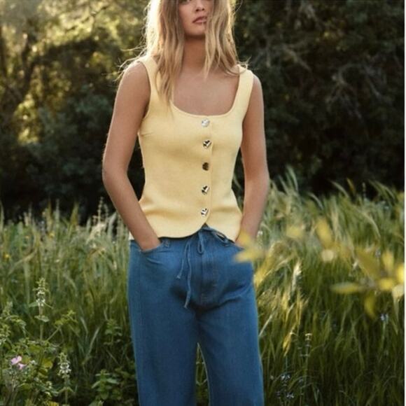 ZARA Yellow Knit Women's Top NWT Medium - Picture 7 of 10